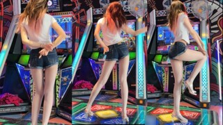Atasan putih dan celana pendek ~ sepatu hak tinggi nude asli, berikan padaku cover dance machine