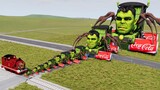 Big & Small Choo-Choo Charles Hulk with Coca-Cola Wheels vs Hulkbuster the Train | BeamNG.Drive