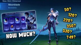 LET'S DRAW! HOW MUCH IS BENEDETTA MOONBLADE SPECIAL SKIN? MOONBLADE'S SUMMON EVENT! - MLBB