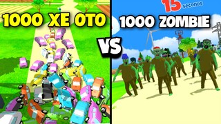 THỬ THÁCH DÙNG 1000 XE OTO THỔI BAY 1000 CON ZOMBIE CỰC HÀO NHOÁNG TRONG DUDE THEFT WARS