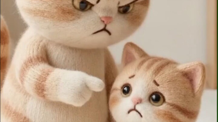 A mother cat reprimanding its offspring.