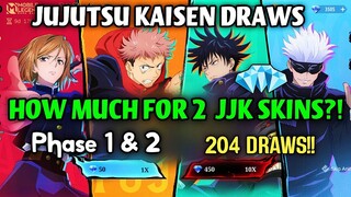 JUJUTSU KAISEN DRAW 2‼️HOW MUCH FOR 2 SKINS⁉️204 DRAWS‼️🤯💸NOBARA & GOJO💎