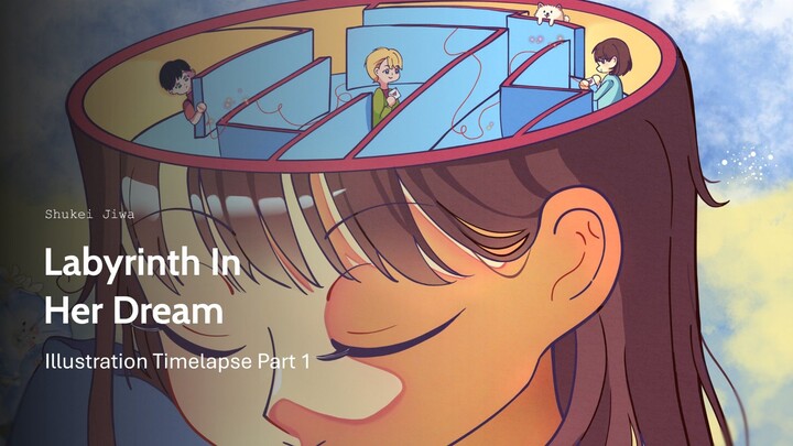 Labyrinth In Her Dream Illustration Timelapse Part 1