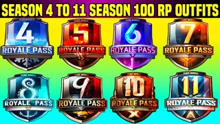 Season 4 To 11 Season 100 RP Outfits | Best 100 RP Outfit किस Season का है | Pubg 100 RP Outfits