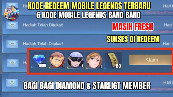 BURUAN! 6 KODE REDEEM ML TERBARU KODE REDEEM MOBILE LEGENDS HARI INI UPDATE JUNI 2024