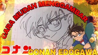 cara mudah menggambar anime Detektif Conan
