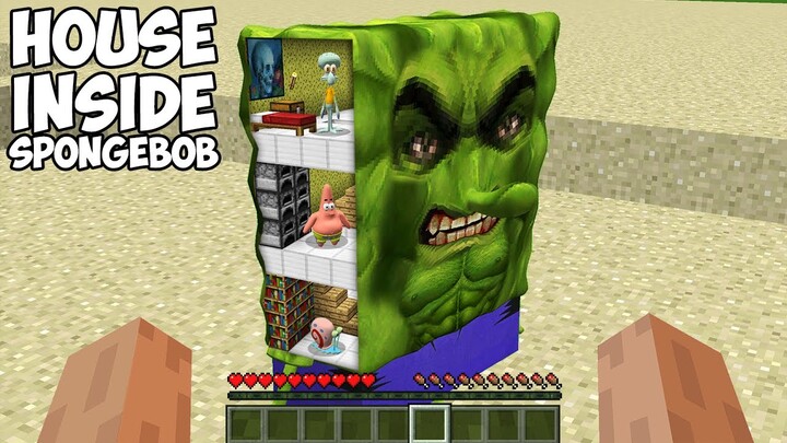What's inside SPONGEBOB HULK house in Minecraft? House inside a SUPERHERO SPONGEBOB