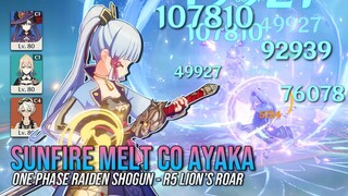 SUNFIRE MELT C0 Ayaka [R5 Lion's Roar] ONE PHASES Raiden Shogun Boss  | Genshin Impact