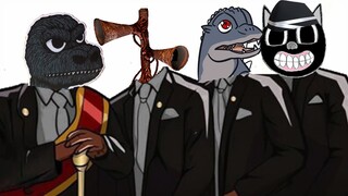 Godzilla & Siren Head & Cartoon Cat - Coffin Dance Meme ( Cover )