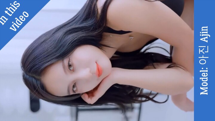 [4K룩북] 놀라운 모델 아진 Ajin 아름다운 파란색 치마에 스타킹을 입어보세요, 룩북 다이렉트캠 모델