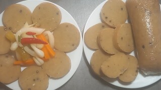 cách làm chả tết ăn với đồ chua. kiệu ngâm mắm.