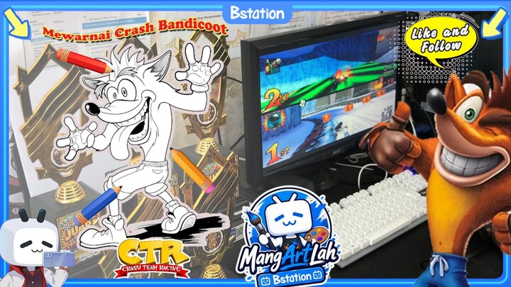 Mewarnai Crash Bandicoot dari game Crash Team Racing, PS1