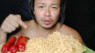 mukbang pancit Canton x hotdogs