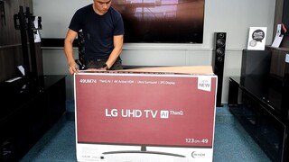 LG 2019 4K HDR 49UM7400 Budget Unboxing, Setup and Retail 4k Demo - The TV Dan (