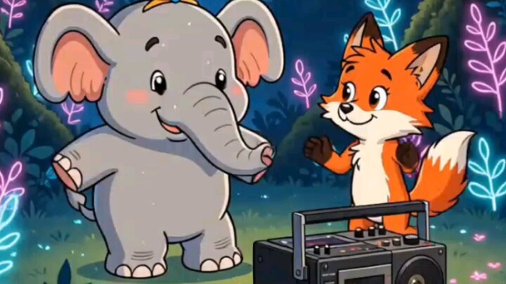 Cute Elephant & Fox Dancing to Music | Funny Kids Cartoon Animation