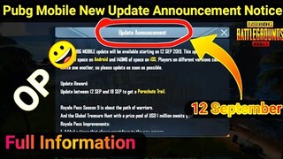 PUBG MOBILE : New Update Announcement Notice 0.14.5 || 12 September Update Full Information हिंदी 🔥