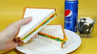 Lego Sandwich สูตรอาหารเช้าง่ายๆ - การทำอาหารแบบหยุดเคลื่อนไหว & Lego ASMR