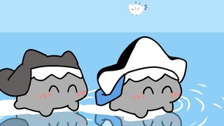 Baby shark cat wants to play together!