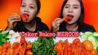 MUKBANG CEKER BAKSO MERCON PEDAS NIKMAT & LALAPAN | MUKBANG INDONESIA |