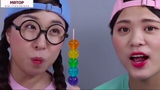 Thức ăn cầu vồng Bánh ngọt Mukbang  #amthucngon