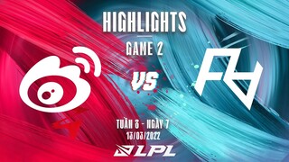 WBG vs RA | Highlights - Game 2 | Tuần 8 Ngày 7 | LPL Mùa Xuân 2022