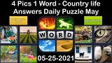 4 Pics 1 Word - Country life - 25 May 2021 - Answer Daily Puzzle + Daily Bonus Puzzle