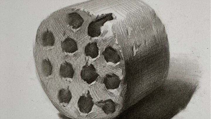 【静物素描】蜂窝煤的画法