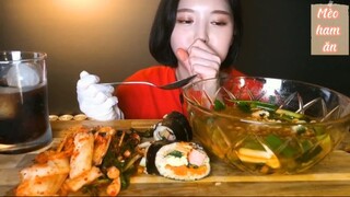 Mì ramen x2, hành xuân, trứng, cơm cuộn, hành ngâm, kimchi 4 #amthuc