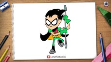 How to draw Robin of Teen Titans Go! #teentitansgo #robin #teentitans