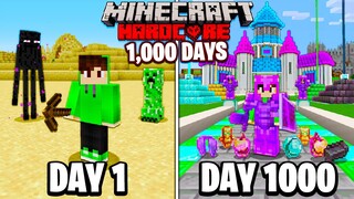 I Survived 1000 Days in HARDCORE Minecraft...