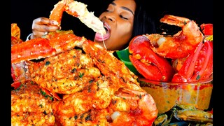 KING CRAB SEAFOOD BOIL MUKBANG | CHEESE ALFREDO SAUCE | LOBSTER DESHELLED | ASMR EATING | ASMR FOOD