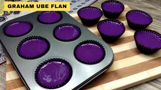 NO BAKE DESSERT // DELICIOUS GRAHAM UBE LECHE FLAN / NO BAKE NO STEAM CUPCAKE FLAN