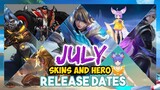 ALL UPCOMING JULY SKINS RELEASE DATES | MOBILE LEGENDS LATEST UPDATES