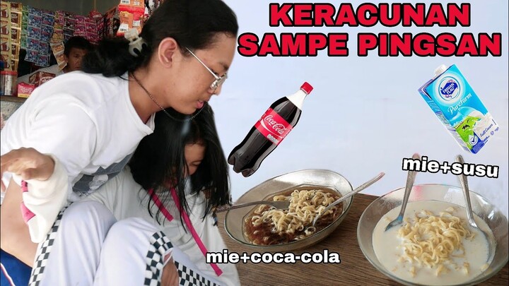 MAKAN INDOMIE CAMPUR COCA COLA VS INDOMIE CAMPUR SUSU!! BERAKIBAT KERACUNAN SAMPE PINGSAN:(