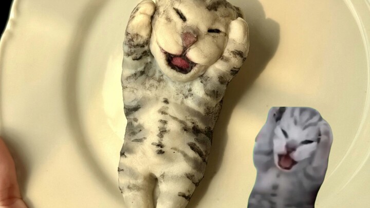 Cat Meme Food | Head-Clutching Scream Cat Bean Cake miamiamiaaaaaa!