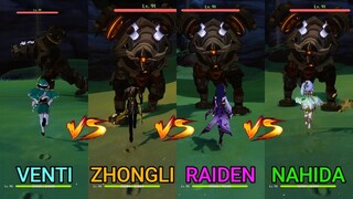 Nahida vs Raiden vs Zhongli vs Venti! who is the best archon? GAMEPLAY COMPARISON