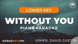 Without You - Usher, David Guetta (Lower Key - Piano Karaoke)
