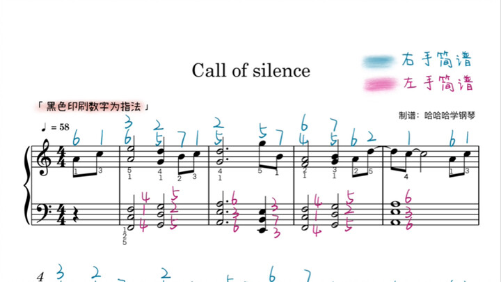 “Lời gọi của sự im lặng” Đại chiến Titan | Bản nhạc piano ký hiệu nốt + bản số hóa + ký hiệu ngón ta