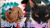 Baby cat's 1st birthday! Baby Alive Lily. Birthday. Poop. Mess. Cats