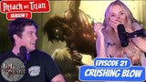 EREN VS FEMALE TITAN! | Attack on Titan Girlfriends First Reaction | Chapter 21 "Crushing Blow"