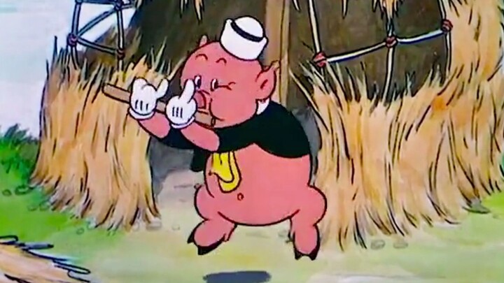 The three little pigs build a house and see who can resist the big bad wolf