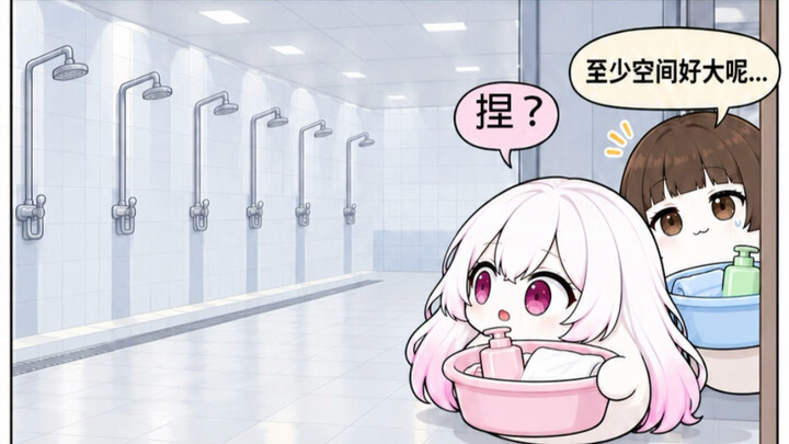 Why are college dorm showers so… open? #CollegeLife #CollegeStudents #CutePetDebutPlan #Comic
