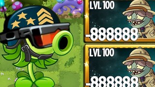 PvZ 2 挑战 - 100 级超级植物对阵 300 万生命值的超级失落之城小鬼僵尸