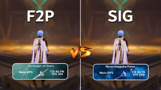 Ayato Weapon Comparison!! Haran Geppaku Futsu vs Harbinger of dawn!! DMG COMPARISON !!