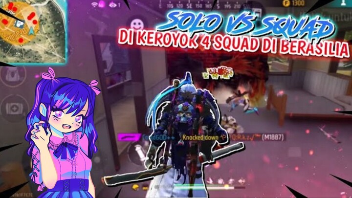 solo vs squad di keroyok 4 squad (game free fire)