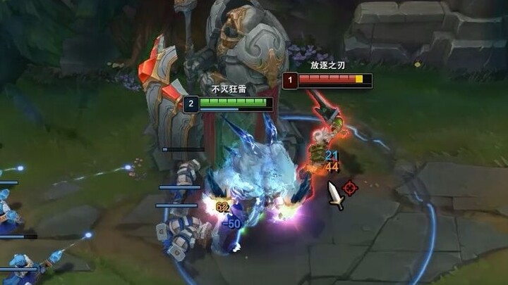 Riven: You're already level 2 and you're trying to push my turret? Seriously? Ah!!