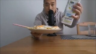 Asmr Eating Udon Noodles, Fried Eggs and Alpro Coconut Drink