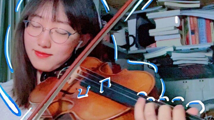 Playing the violin in the dormitory "远い空へ"