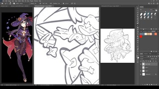 1439 - Mona / Genshin Impact / Lineart 2-5