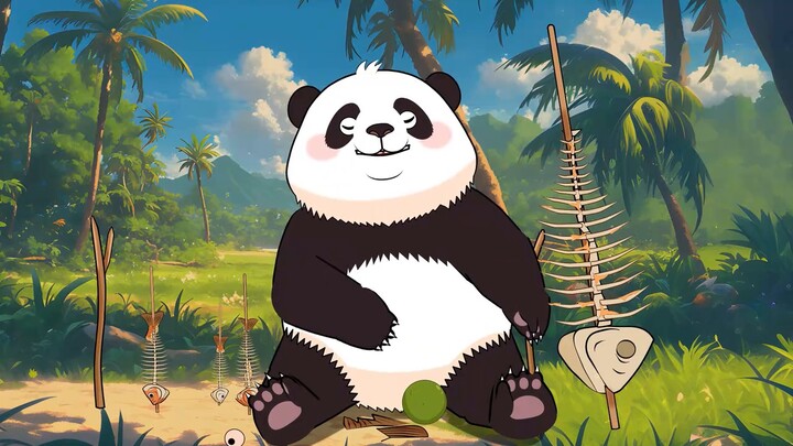 The fat panda ate grilled fish for the first time and had a blast!